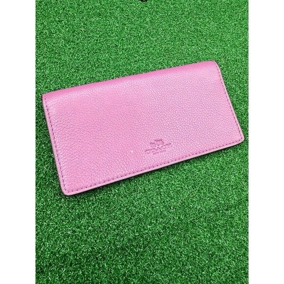 COACH Pebbled Leather Slim Bifold Wallet Rectangular Lightweight - Picture 1 of 7